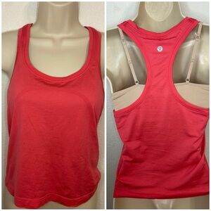 lululemon Pink/Red Swiftly Cropped 20” Length Tank Top Size 6